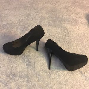 Mossimo black suede platform stilettos